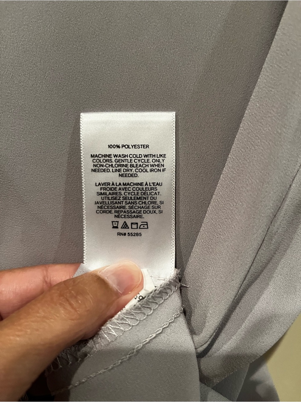 Express Gray V-Neck Button-Front Blouse - Picture 4 of 5